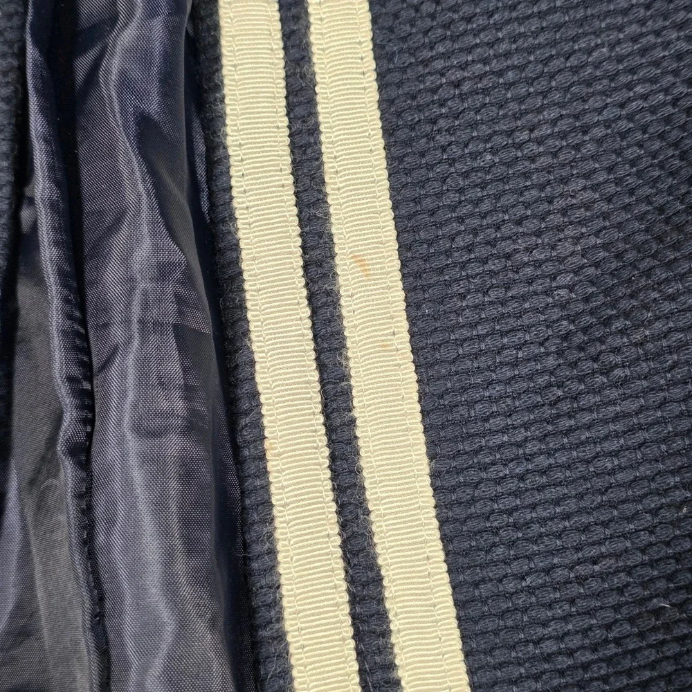 Talbots Jacket Blazer Navy Blue White Textured Cotton 10 Nautical Preppy Classic